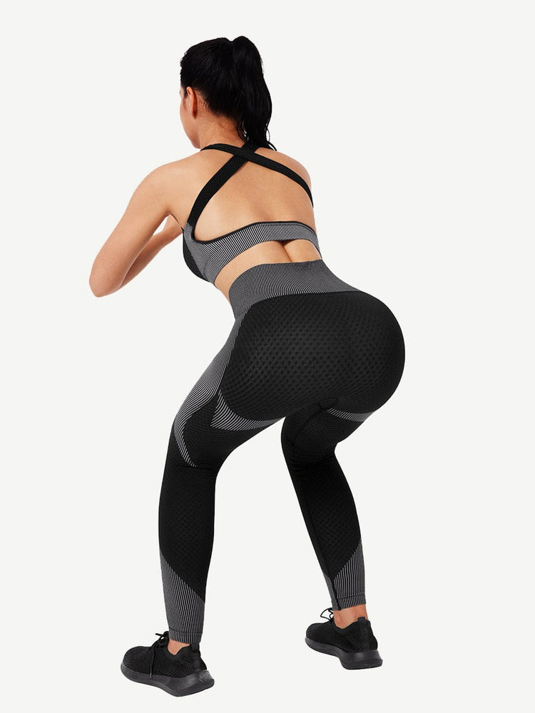 Wholesale Seamless High-waisted Tummy Yoga Pants With Three-row Eye And Hook Closure