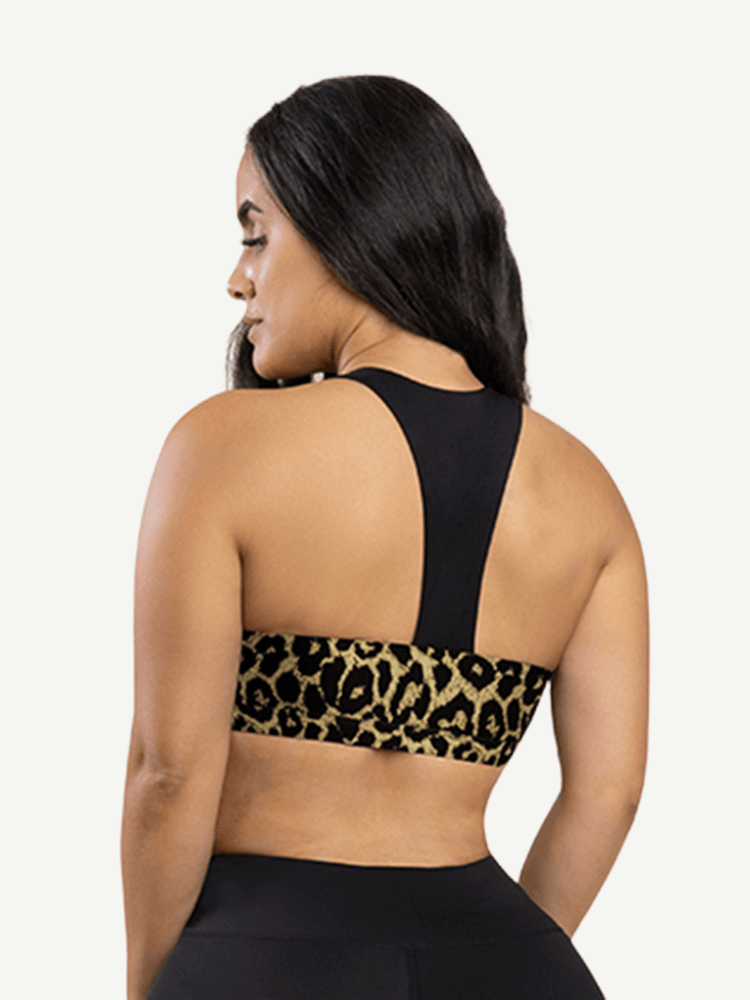 Wholesale Sports Bra With Leopard-print And Black Splice