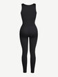 Wholesale Fashion Zipper Front Slit Sports Sauna Jumpsuit