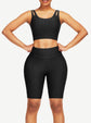 Wholesale Well-Suited Jacquard High Waist Crop Sports Suit For Female Runner